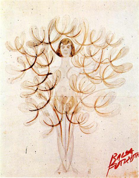 Mimicry synoptic': the tree-woman or woman-flower, 1915 - Джакомо Балла