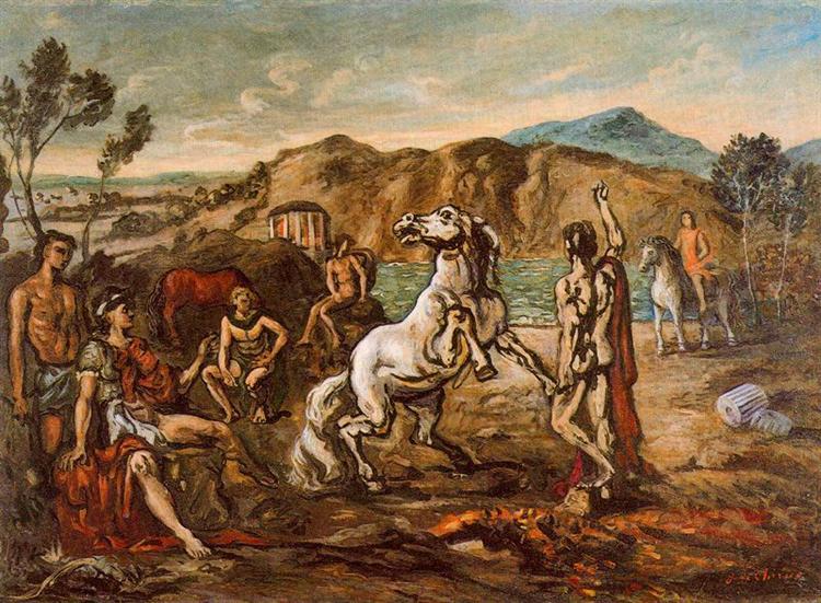 Knights and horses by the sea, c.1964 - Giorgio de Chirico