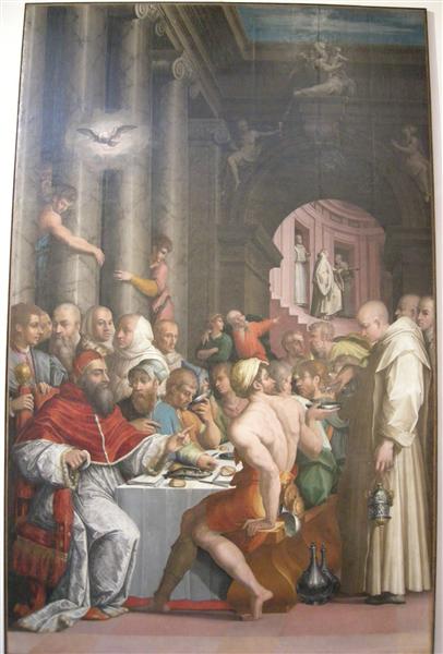 Dinner of St. Gregory the Great (Clement VII), 1539 - 1540 - Джорджо Вазарі