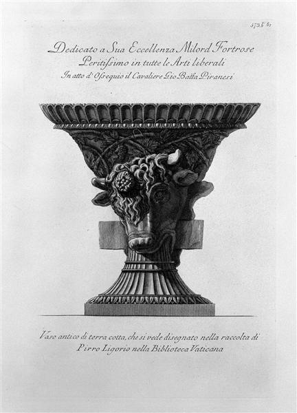 Antique vase of clay, which is seen in the collection designed by Pirro Ligorio in the Vatican Library - Giovanni Battista Piranesi