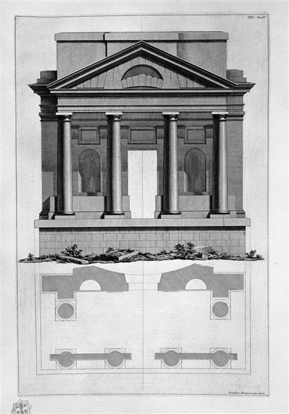 Elevation and plan of a temple - Giovanni Battista Piranesi
