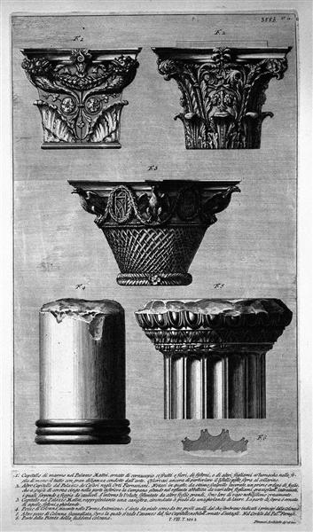 Pieces of columns and capitals - Giovanni Battista Piranesi