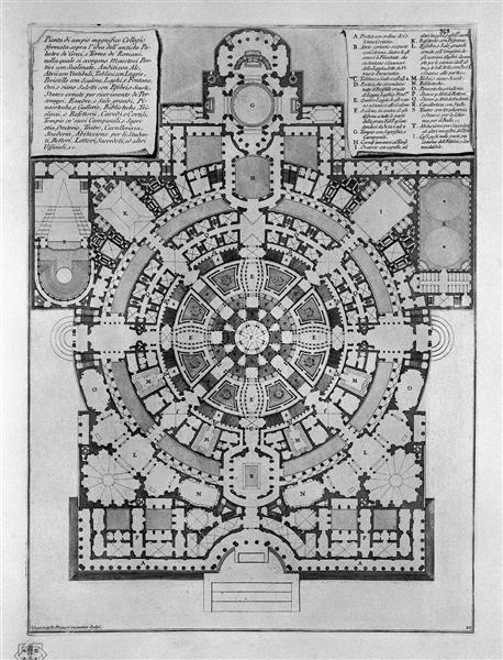 Plan broad, magnificent ancient College Gyms formed over the idea of `the Greeks, and Thermal de` Romani - Giovanni Battista Piranesi