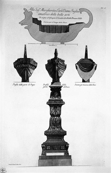 Profiles and sections of the ship above - Giovanni Battista Piranesi