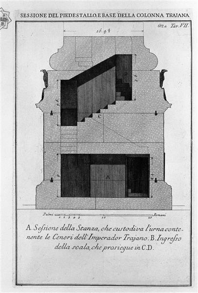 Section as above; burial chamber and entrance of the scale - Giovanni Battista Piranesi