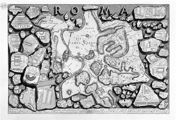 The Roman antiquities, t. 1, Plate II.  Map of ancient Rome and Forma Urbis., 1756 - 皮拉奈奇