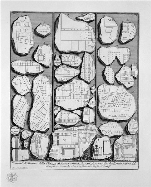 The Roman antiquities, t. 1, Plate IV.  Map of ancient Rome and Forma Urbis., 1756 - 皮拉奈奇