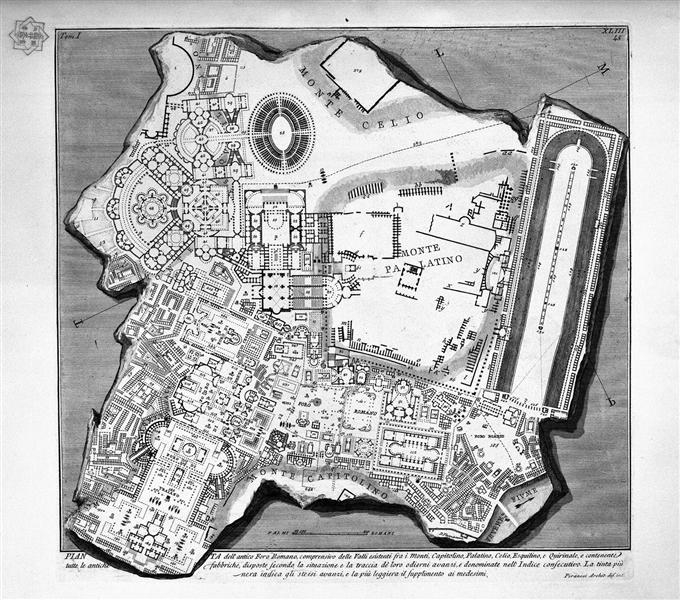 The Roman antiquities, t. 1, Plate XLII. Plan of the Baths of Diocletian, 1756 - Джованни Баттиста Пиранези