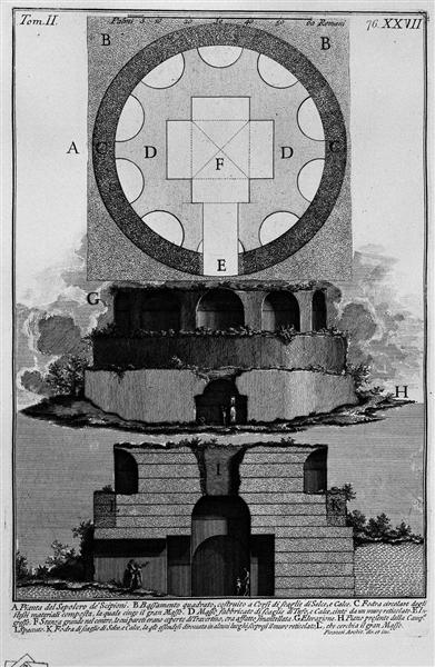 The Roman antiquities, t. 2, Plate XXVII. Plan of a factory tomb outside Porta Maggiore in a vineyard next to Tower Pignataro., 1756 - 皮拉奈奇