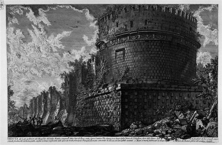 The Roman antiquities, t. 3, Plate LII. View of the back side of the Mausoleum of Cecilia Metella. - Джованни Баттиста Пиранези