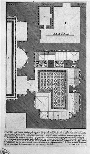 The Roman antiquities, t. 3, Plate XXXVIII. Plan of the rooms adjoining the burial chambers above. - 皮拉奈奇