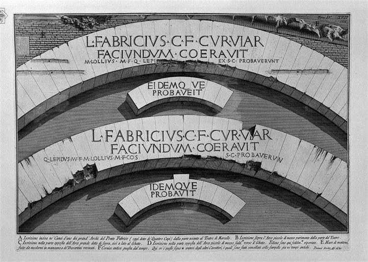 The Roman antiquities, t. 4, Plate XVII. View of the Bridge of the Four Heads Fabrizio said today. - Giovanni Battista Piranesi
