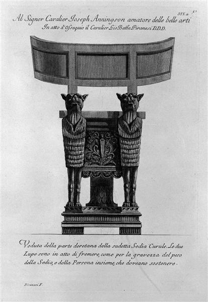 View from the rear of this curule chair - Джованни Баттиста Пиранези
