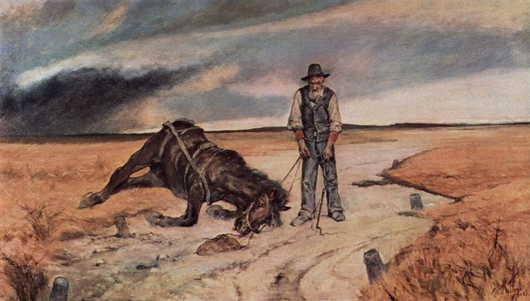 Farmer with collapsed horse, 1903 - Джованни Фаттори