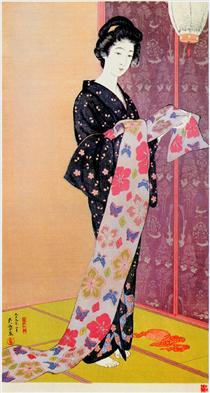Young Woman in Summer Kimono - Гоё Хасигути