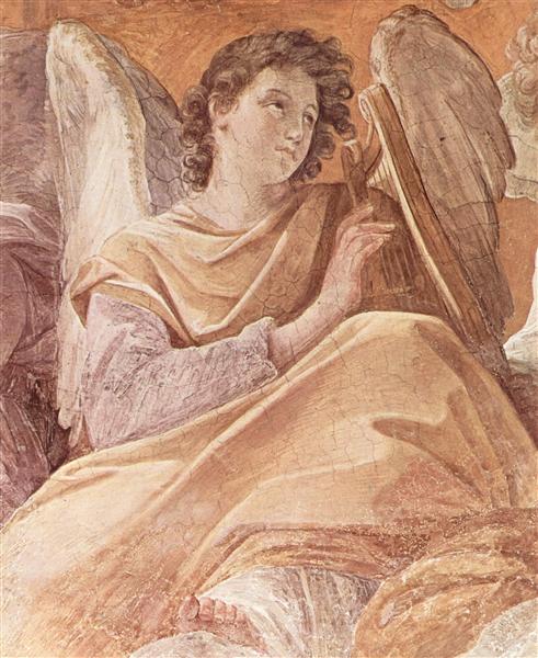 The Queen of Heaven and angels pla (Frescoes in the Palazzo Quirinale, Cappella dell'Annunciata, vault fresco scene), 1609 - 1611 - Guido Reni