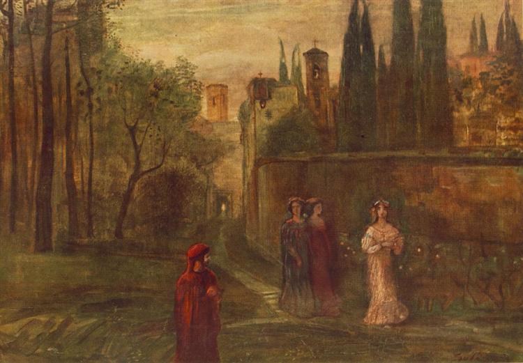 Dante's Meeting with Beatrice, 1907 - Lajos Gulacsy