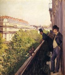 A Balcony, Boulevard Haussmann - Gustave Caillebotte