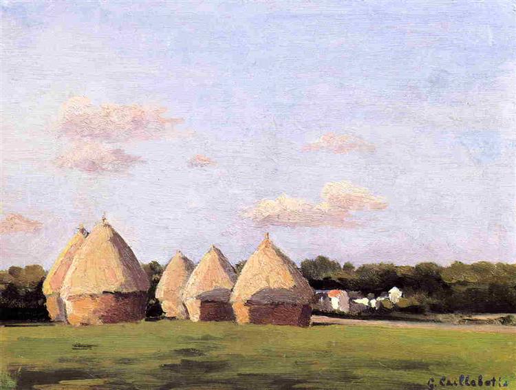 Harvest, Landscape with Five Haystacks, c.1874 - c.1878 - Gustave Caillebotte