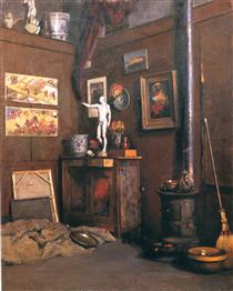 Intérieur d'atelier au poêle - Gustave Caillebotte