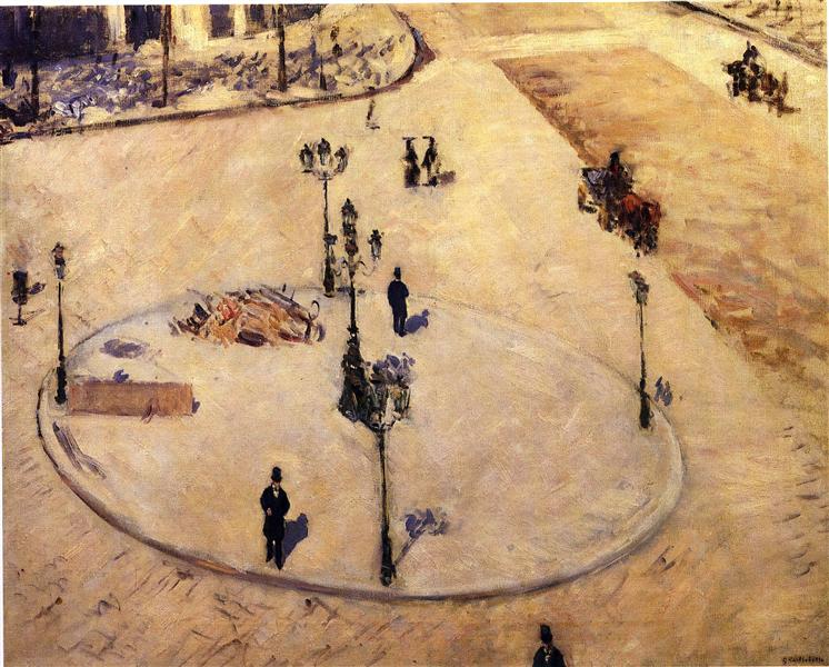 Traffic Island on Boulevard Haussmann, c.1880 - 古斯塔夫·卡耶博特