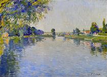 View of the Seine in the Direction of the Pont de Bezons - Gustave Caillebotte