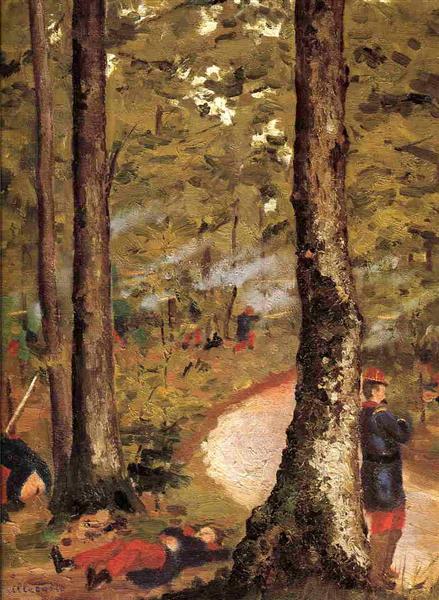 Yerres, Soldiers in the Woods, c.1871 - 古斯塔夫·卡耶博特