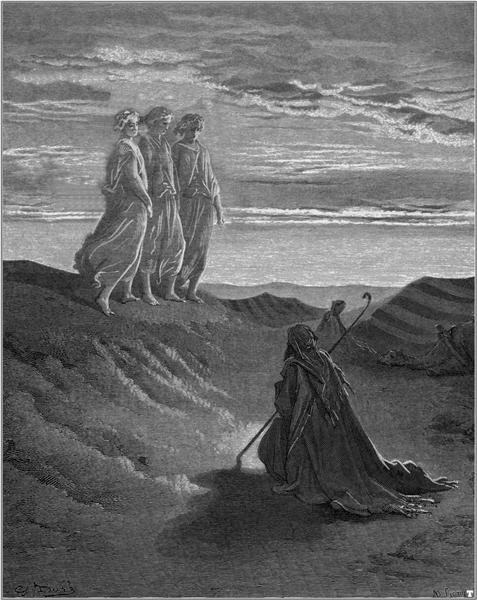 Abraão, Deus e Dois Anjos, 1852 - Gustave Doré