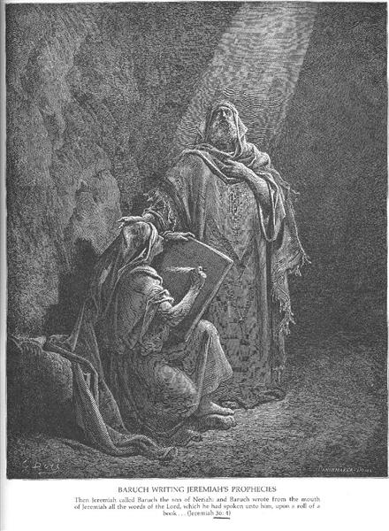 Baruch Writes Jeremiah's Prophecies - Gustave Dore