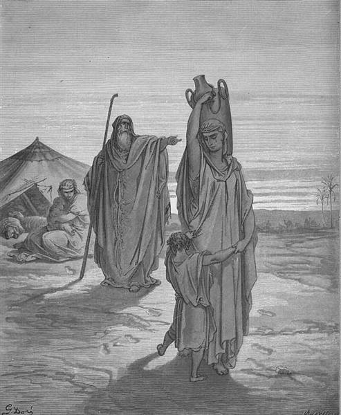 Изгнание Измаила и его матери - Гюстав Доре