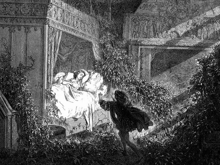 Reclining Upon A Bed Was A Princess Of Radiant Beauty - Gustave Dore