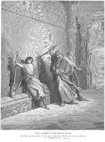 Saul Attempts to Kill David - Gustave Doré