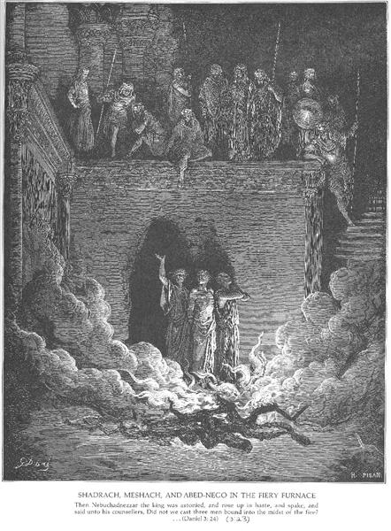 Hananias, Misael e Azarias na Fornalha - Gustave Doré