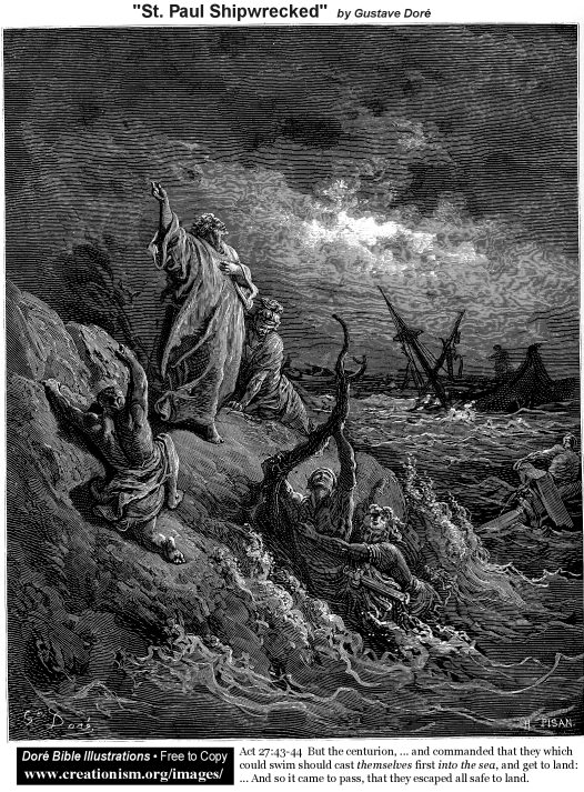 St. Paul Shipwrecked - Gustave Dore - WikiArt.org - encyclopedia of ...