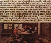 A School Teacher Explaining the Meaning of a Letter to Illiterate Workers - Hans Holbein der Jüngere