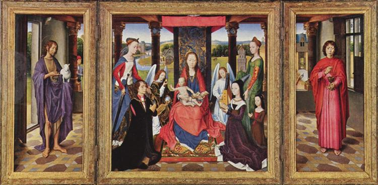 The Virgin and Child with Saints and Donors (The Donne Triptych), c.1478 - Hans Memling