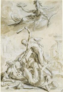 Hercules defeating the vices - Hans von Aachen
