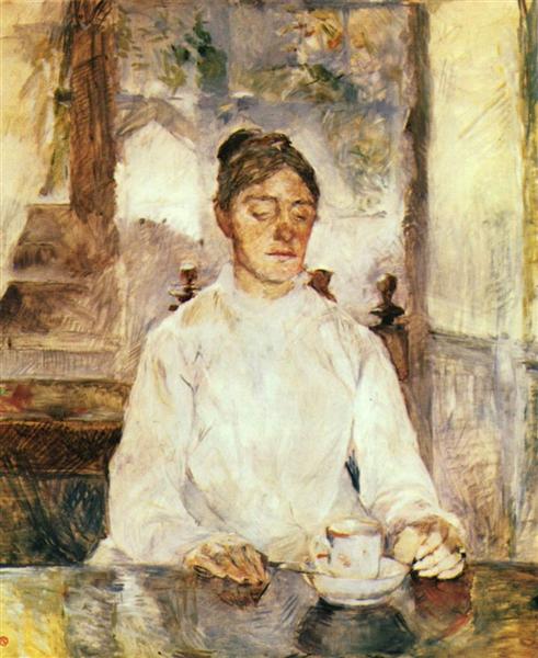 The artist's mother, the Countess Adèle de Toulouse Lautrec at breakfast, 1881 - 1883 - Анрі де Тулуз-Лотрек