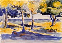 Trees by the Sea - Henri-Edmond Cross