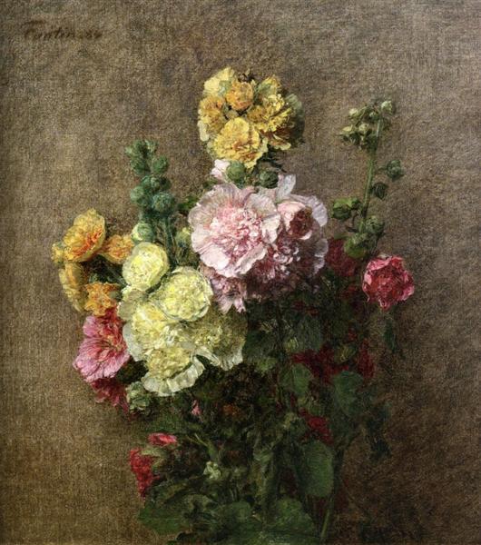 Hollyhocks without Vase, 1884 - 方丹‧拉圖爾