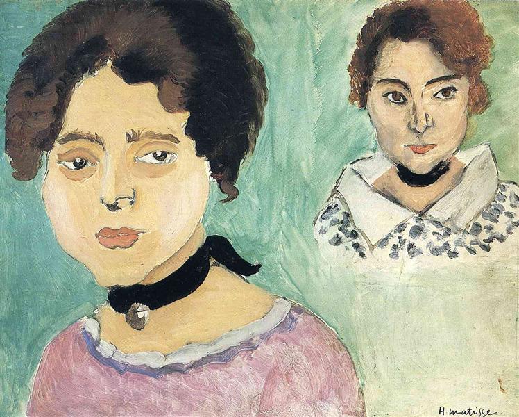 Double Portrait of Marguerite on Green Background, 1919 - Анри Матисс