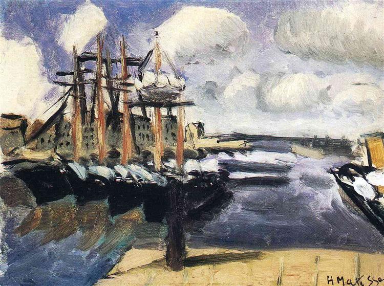 Чотири човни пліч-о-пліч у гавані Марселя, c.1916 - Анрі Матісс