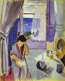 Жінка читає за туалетним столиком (Інтер'єр, Ніцца) - Анрі Матісс
