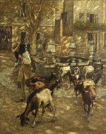 Goats at a Fountain - Генри Герберт Ла Танге