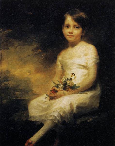 Little Girl Holding Flowers, Portrait of Nancy Graham, 1798 - Генри Реборн