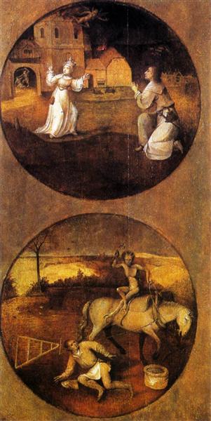 Человечество сталкивается с Демонами (обратная сторона панели Восставших Ангелов), 1500 - 1504 - Иероним Босх