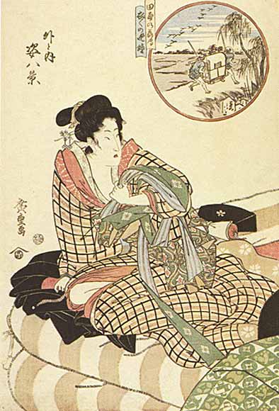 In circle, figure piece, (Outdoor), 1821 - Hiroshige