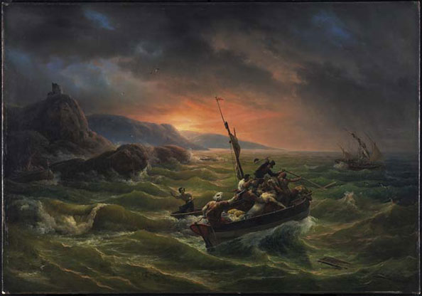 Pirates Fighting at Sunrise, 1818 - Орас Верне