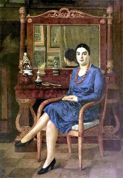 Portrait of Z.D.R. (Lady in blue), 1927 - Ilia Machkov
