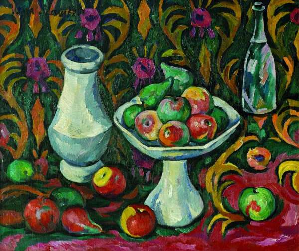 Still Life with Bottle, Jug and Fruit, c.1910 - Ілля Машков